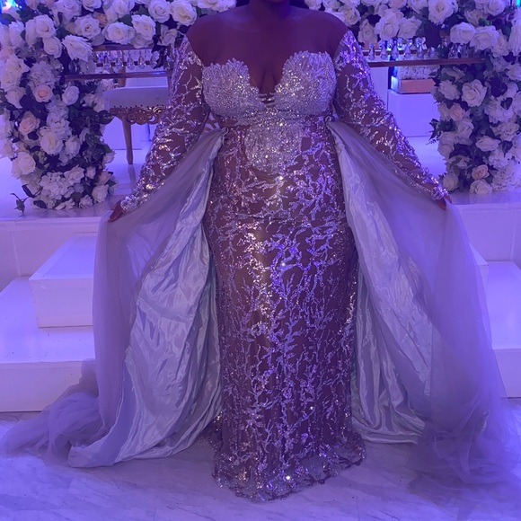 Dresses | Custom Made Plus Size Silver Wedding Reception Dress | Poshmark